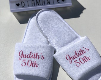 Personalised Birthday girl slippers, 50th birthday slippers,