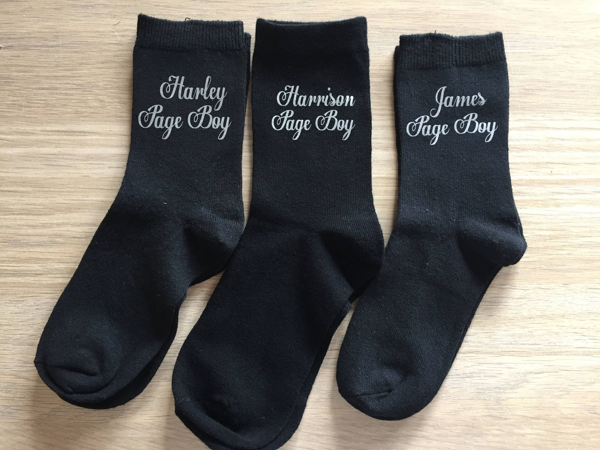 Page boy Black socks Black socks Personalised socks Brides | Etsy