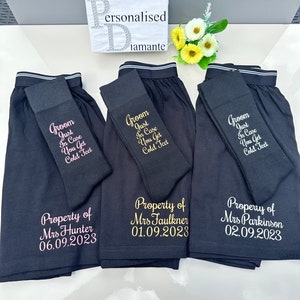Personalised Groom boxers and socks matching gift set for the morning of your wedding
