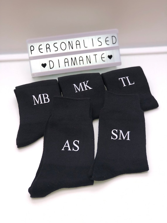 Personalized Monogram Black Socks: Groomsmen Gift