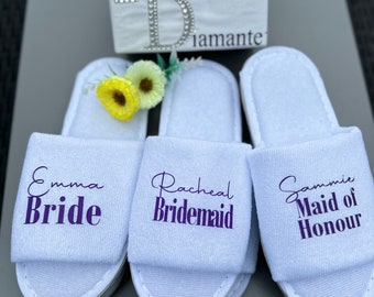 Bridesmaid slippers, flower girl slippers, spa day slippers, personalised slippers, bridal slippers, birthday slippers,