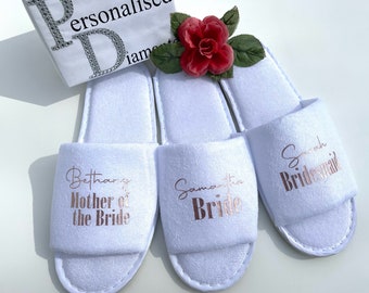 Bridesmaid slippers, flower girl slippers, spa day slippers, personalised slippers, bridal slippers, birthday slippers,