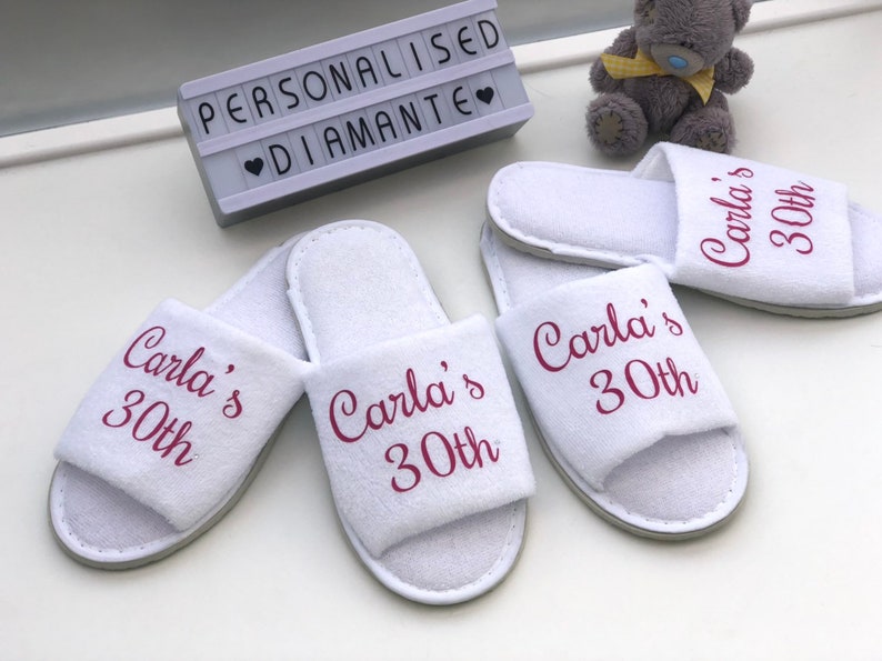 Personalised Birthday girl slippers, 40th birthday slippers, 30th birthday slippers, 21th birthday slippers, Personalised birthday slippers image 5