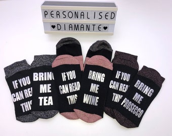 If you can read this bring me wine socks , Christmas novelty socks