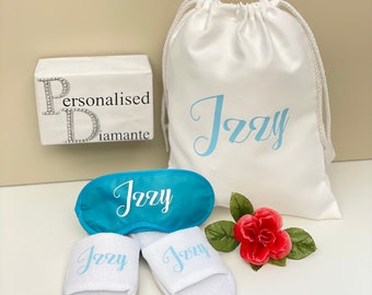 Personalised Sleepover Party bag, Matching Slippers and eye mask