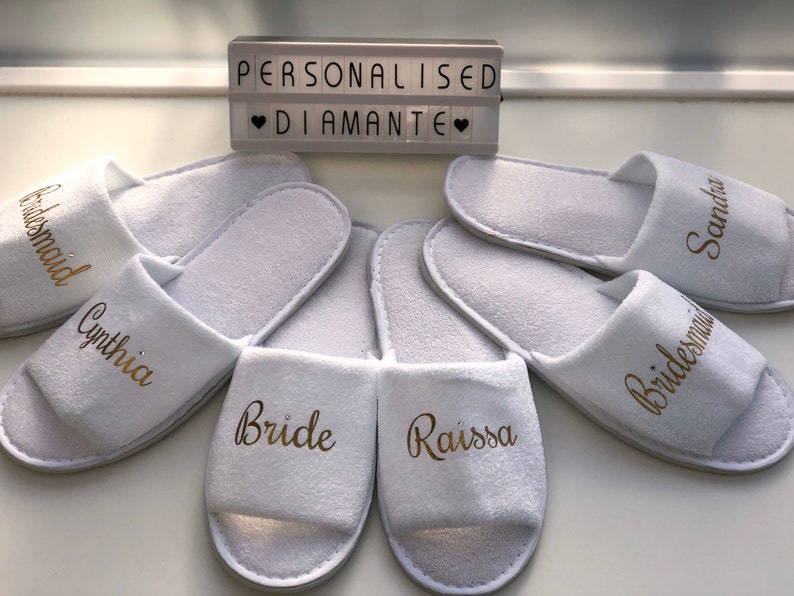 Personalised bridesmaid spa day slippers Etsy