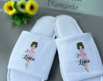 Personalised sleepover party spa day slippers, Slumber party spa slippers