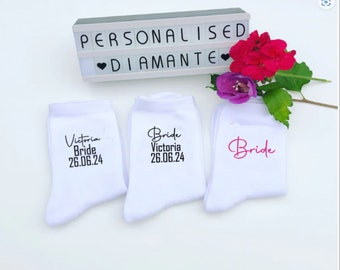 Bride socks, Bride to be, white bride socks, wedding gift, personalised socks, wedding socks, hen party gift, hen party, bride, wifey gift,