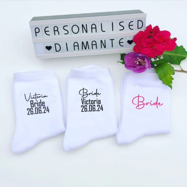 Personalised Bride Socks: White Wedding Day Gift