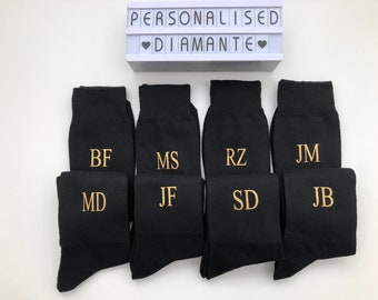 Personalised Monogram Black Socks: Groomsmen Gift