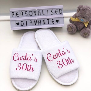 Personalised Birthday girl slippers, 40th birthday slippers, 30th birthday slippers, 21th birthday slippers, Personalised birthday slippers image 1