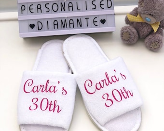 Personalised Birthday girl slippers, 40th birthday slippers, 30th birthday slippers, 21th birthday slippers, Personalised birthday slippers