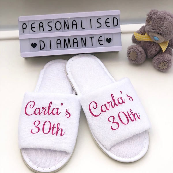 Personalised Birthday girl slippers, 40th birthday slippers, 30th birthday slippers, 21th birthday slippers, Personalised birthday slippers