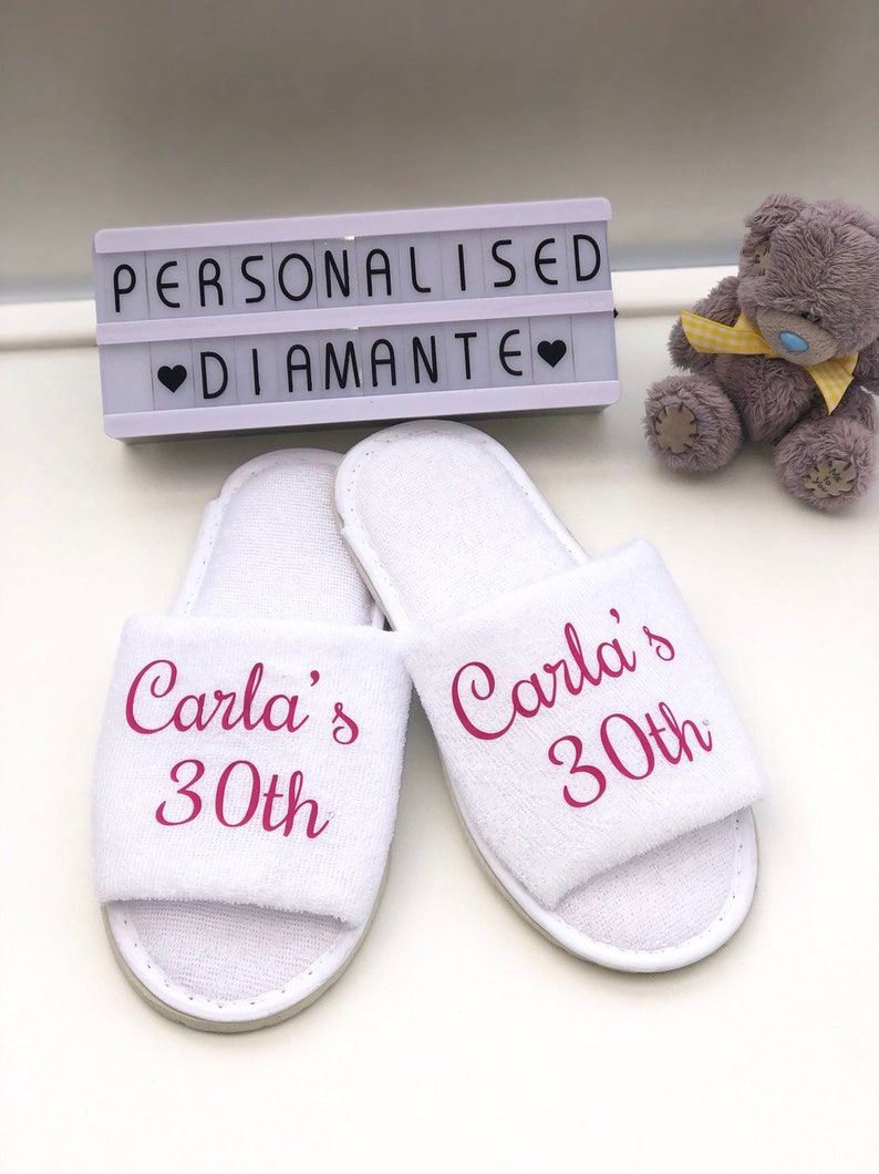 Personalised Birthday girl slippers, 40th birthday slippers, 30th birthday slippers, 21th birthday slippers, Personalised birthday slippers image 1