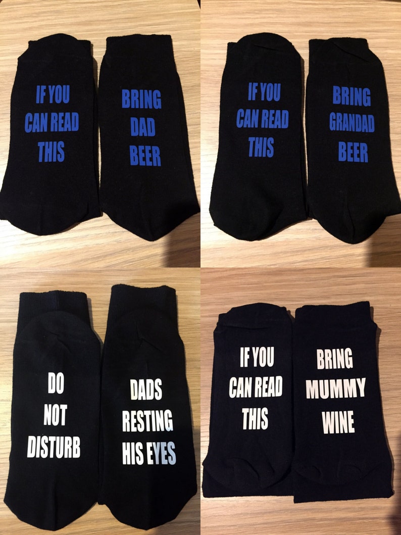 If you can read this dad is resting his eyes, if you can read this bring daddy beer, christmas novelty socks, if you can read this socks image 2