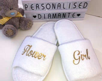 Flower girl slippers, Personalised slippers, Flower girl gift, wedding slippers