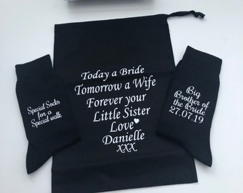 Brother of the bride gift, brother of the bride socks, brother of the bride bag, special socks for a special walk, brother gift bag, wedding