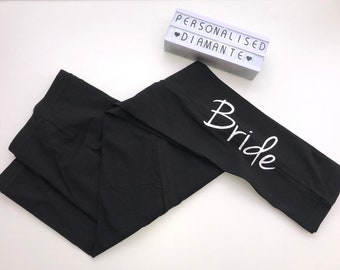 Black Bride Bridesmaid leggings custom personalised