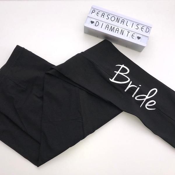 Black Bride Bridesmaid leggings custom personalised