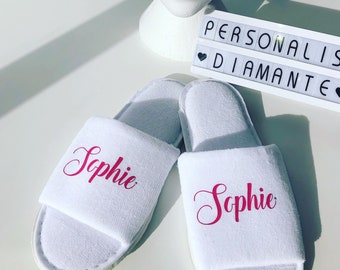 Personalised slippers, bridesmaid slippers, hen party slippers, spa day slippers, bridemaid gift slippers, mother of the bride slippers