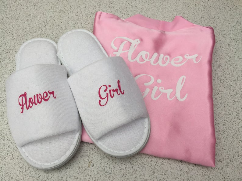 Flower girl robe flower girl slippers will you be my flower Etsy