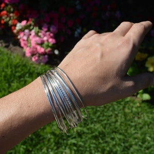 Hammered Sterling Silver Bangle Bracelet