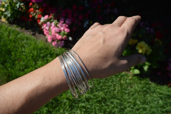 Hammered Sterling Silver Bangle Bracelet