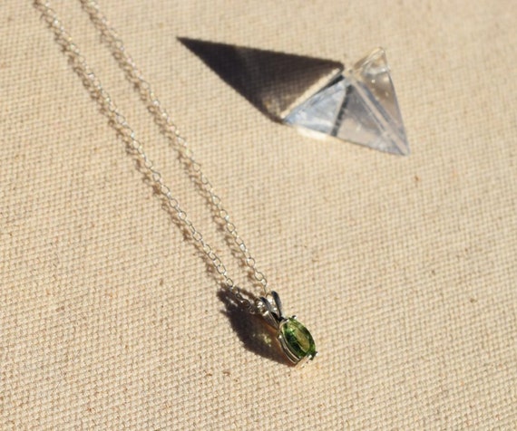 Natural Peridot Sterling Silver Handmade Dainty Necklace