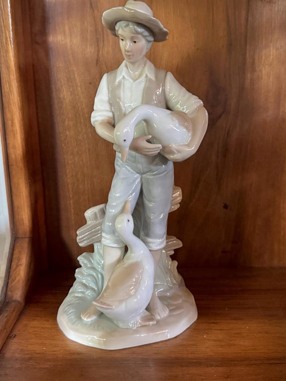 Monti Fiero Boy with Ducks Porcelain Figurine