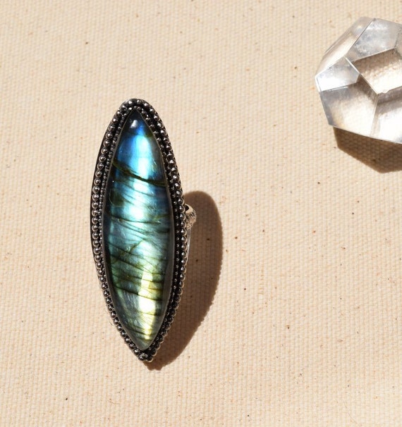 Labradorite Marquis Sterling Silver Statement Ring