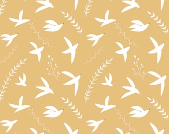 Birds in Flight Dijon - Pond Life by Cotton + Steel