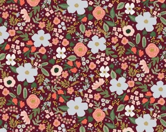 GARDEN PARTY Wild Rose Burgundy Metallic - by Rifle Paper Co. Cotton + Steel - RP303-BU5M