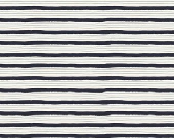 Painterly Stripes - Navy - Wallflower by Hope Johnson for Cotton+Steel - HJ304-NA5