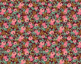GARDEN PARTY Rosa Burgundy Metallic - by Rifle Paper Co. Cotton + Steel - RP305-BU5M