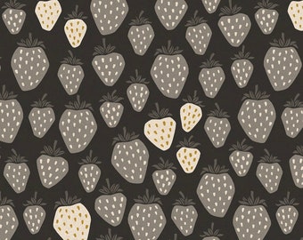 CANVAS Under the Apple Tree - Queen of Berries - Nightfall - Black Unbleached by Cotton + Steel - LV500-BK9UCM