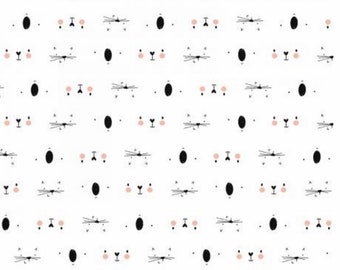 Wild Ones - Peek Blush - Black on White - by RJR Fabrics