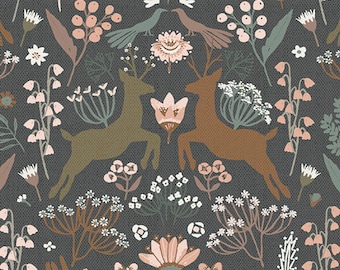 Flannel - Woodlandia Charcoal - Botanist - by Katarina Roccella of Art Gallery Fabrics | AGF