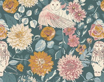 Flannel - Owl Things Floral - Willow - by Sharon Holland of Art Gallery Fabrics | AGF