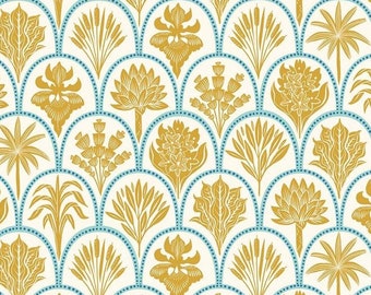 Scallops Cream Gold Yellow - Pond Tales by FIGO Fabrics