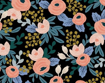 CANVAS Garden Party Rosa Black - by Rifle Paper Co. Cotton + Steel - RP521-BK2UC