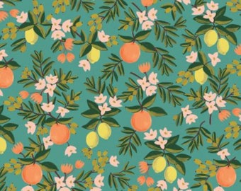 PRIMAVERA Citrus Blossom - Teal Orange - by Rifle Paper Co. Cotton + Steel - RP300-TE3