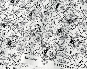 Nightfall Anemones - Black and White - Wallflower by Hope Johnson for Cotton+Steel - HJ302-BW4