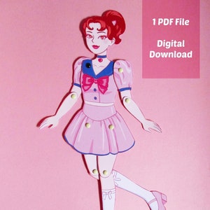 Printable paper doll Articulated paper doll korean paper doll Kpop Sailor girls instant digital download