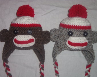 Crocheted Sock Monkey Hat