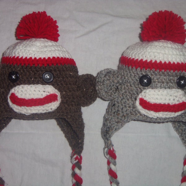 Crocheted Sock Monkey Hat