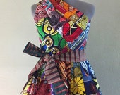 Reversible Patchwork One Shoulder Dress Rock Two Looks in 1 African Wax Print Multi Color Please Contact to Select a Reverse Print