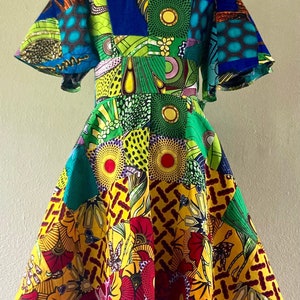 Rainforest Flutter Sleeve Gradient African Print Patchwork - Etsy