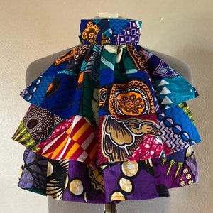 Something Different African Wax Print Handmade Patchwork Jabot Collar 100% Cotton