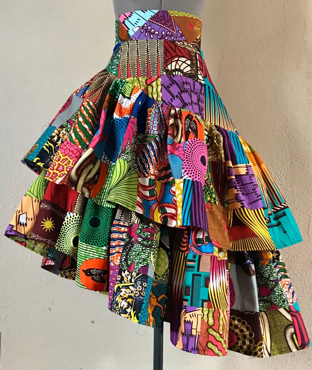 Free Spirit Beautiful Handmade African Patchwork Asymmetrical Tier