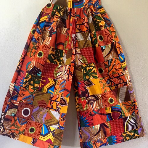 African Wax Print Patchwork Wide Leg Gathered High Waist Pants - Etsy